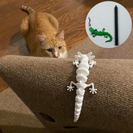 Cat Toy Wand Teaser Interactive Cat Toys Lizard Articulated Kitten Gift